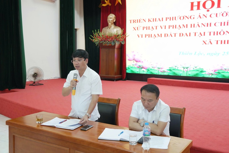UBND xã Thiên Lộc tổ chức Hội nghị triển khai phương án cưỡng chế thi hành Quyết định xử phạt vi phạm hành chính đối với các công trình vi phạm đất đai tại thôn Mạch Lũng, thôn Đại Độ- Ảnh 4.