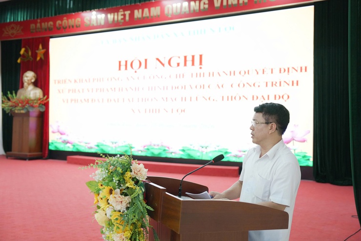 UBND xã Thiên Lộc tổ chức Hội nghị triển khai phương án cưỡng chế thi hành Quyết định xử phạt vi phạm hành chính đối với các công trình vi phạm đất đai tại thôn Mạch Lũng, thôn Đại Độ- Ảnh 5.