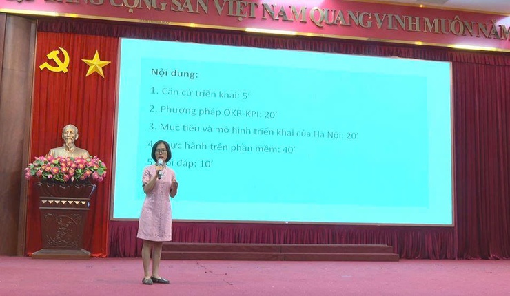 Phúc Thọ tập huấn sử dụng hệ thống quản trị thực thi nhiệm vụ và đánh giá cán bộ trên nền tảng HanoiWork- Ảnh 2.