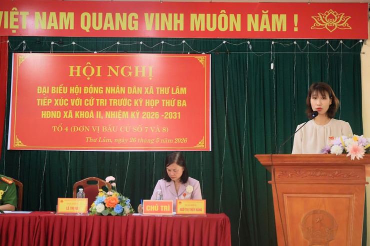 Hội nghị Đại biểu Hội đồng nhân dân xã Thư Lâm Tiếp xúc cử tri trước kỳ họp thứ Ba Hội đồng nhân dân xã khóa II, nhiệm kỳ 2026- 2031- Tổ đại biểu số 4 ( Đơn vị bầu cử số 7 và 8).- Ảnh 7.
