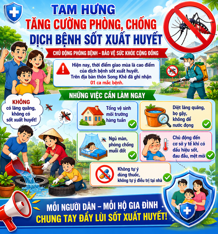 Xã Tam Hưng tăng cường công tác phòng, chống dịch bệnh sốt xuất huyết trên địa bàn- Ảnh 1.