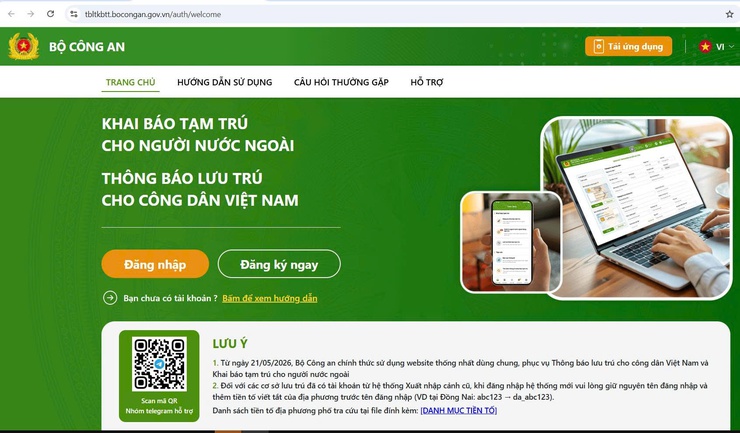 Triển khai thống nhất hệ thống phần mềm khai báo tạm trú, thông báo lưu trú- Ảnh 1.