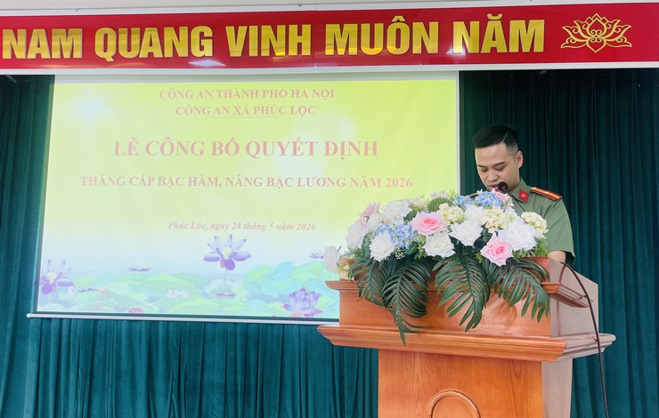 Công an xã Phúc Lộc tổ chức Lễ Công bố quyết định thăng cấp bậc hàm, nâng bậc lương năm 2026- Ảnh 3.