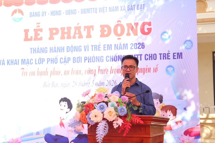 Xã Bất Bạt tổ chức Lễ phát động tháng hành động vì trẻ em năm 2026 và khai mạc lớp phổ cập bơi phòng chống TNTT cho trẻ em.- Ảnh 18.