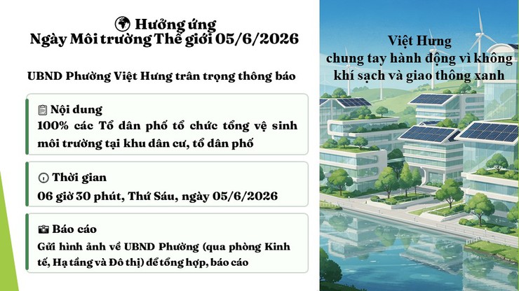 Phường Việt Hưng phát động tổ chức các hoạt động hưởng ứng Ngày Môi trường thế giới, Tháng hành động vì môi trường năm 2026 trên địa bàn phường Việt Hưng- Ảnh 2.