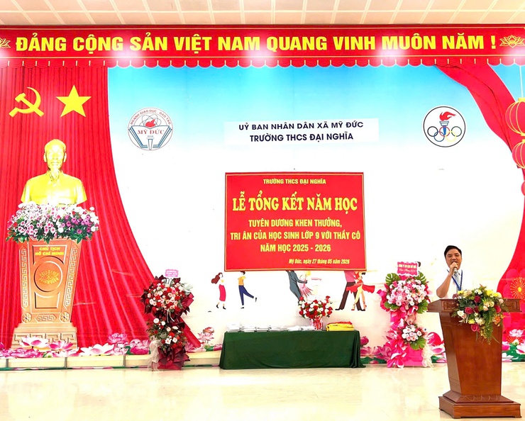 Trường THCS Đại Nghĩa tổ chức Lễ tổng kết năm học 2025 - 2026 và tri ân cho học sinh khối 9- Ảnh 1.