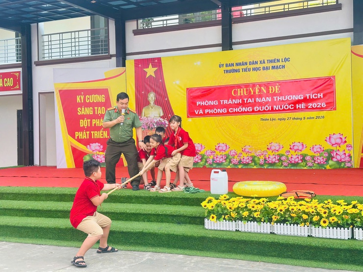 CAX Thiên Lộc tuyên truyền phòng chống tai nạn thương tích, đuối nước cho 3.000 học sinh, giáo viên của 03 trường trên địa bàn- Ảnh 5.