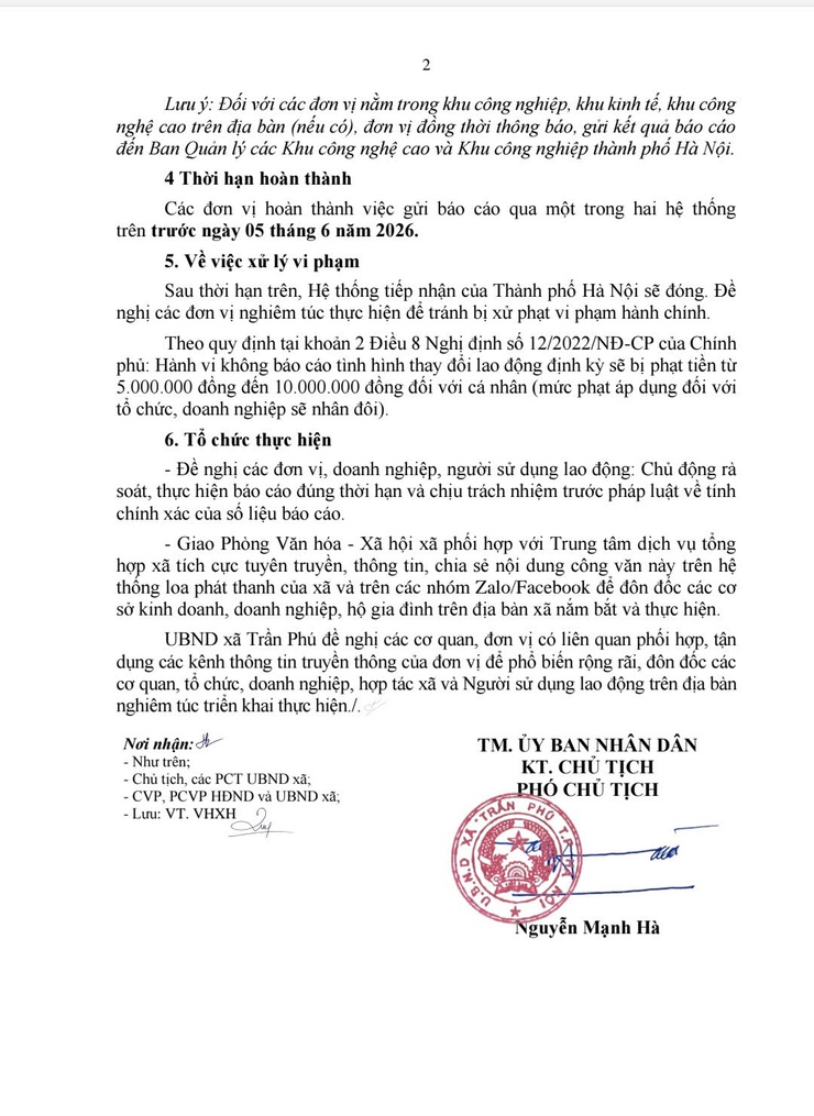 Báo cáo tình hình sử dụng lao động 6 tháng đầu năm 2026 trên địa bàn xã Trần Phú- Ảnh 2.