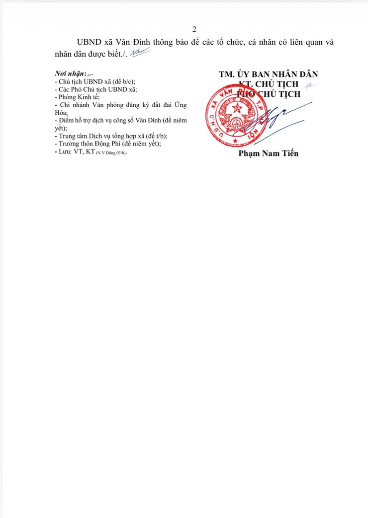 Thông báo Về việc công khai hồ sơ mất Giấy chứng nhận quyền sử dụng đất, quyền sở hữu nhà ở và tài sản khác gắn liền với đất của Hộ ông Nguyễn Văn Mạnh,
địa chỉ tại thôn Động Phí xã Vân Đình- Ảnh 2.