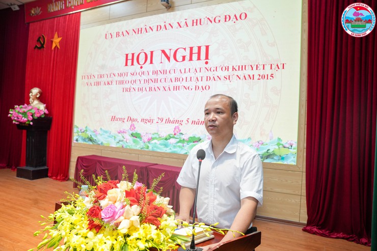 UBND XÃ HƯNG ĐẠO TỔ CHỨC HỘI NGHỊ TUYÊN TRUYỀN MỘT SỐ QUY ĐỊNH CỦA LUẬT NGƯỜI KHUYẾT TẬT VÀ THỪA KẾ THEO BỘ LUẬT DÂN SỰ NĂM 2015- Ảnh 3.
