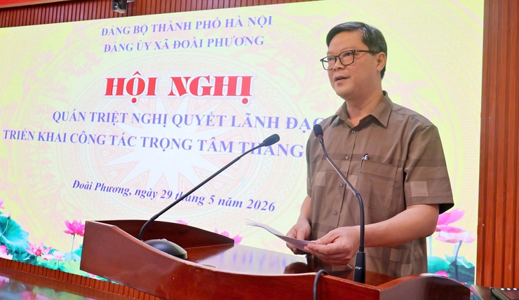Xã Đoài Phương quán triệt, triển khai thực hiện Nghị quyết lãnh đạo công tác trọng tâm tháng 6 - Ảnh 2.