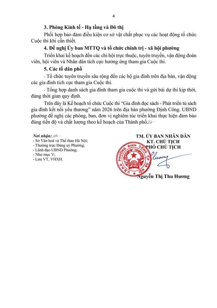 Kế hoạch triển khai Cuộc thi "“Gia đình đọc sách - Phát triển tủ sách gia đình kết nối yêu thương” năm 2026 trên địa bàn phường Định Công- Ảnh 4.