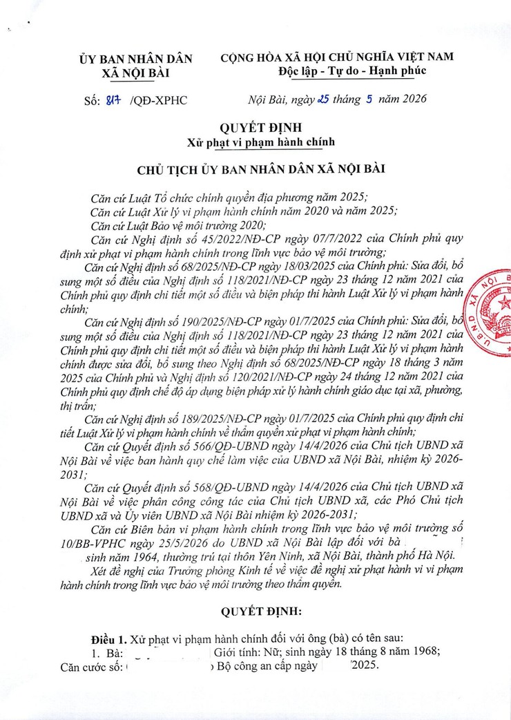 XÃ NỘI BÀI XỬ PHẠT NGHIÊM TRƯỜNG HỢP ĐỐT RƠM RẠ GÂY Ô NHIỄM MÔI TRƯỜNG- Ảnh 1.