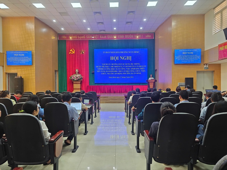 Phường Xuân Đỉnh: Tổ chức Hội nghị tập huấn triển khai nền tảng HanoiWork và đánh giá hiệu suất cán bộ theo phương pháp OKR/KPI- Ảnh 1.