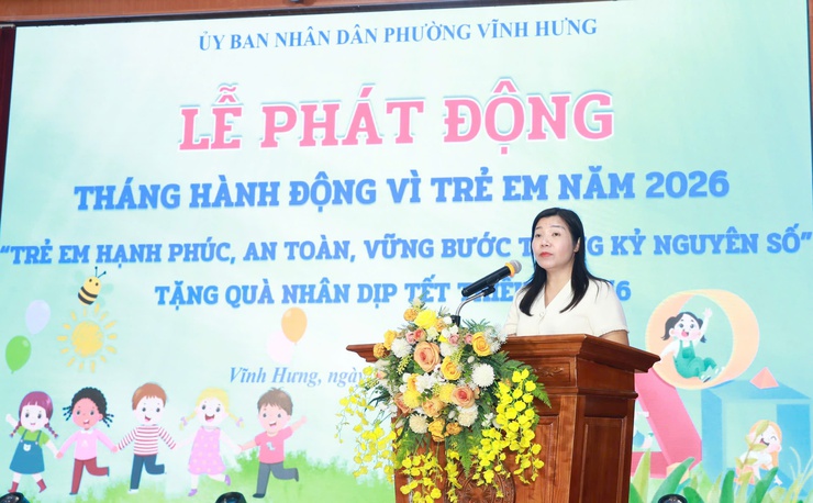 PHƯỜNG VĨNH HƯNG TỔ CHỨC LỄ PHÁT ĐỘNG
THÁNG HÀNH ĐỘNG VÌ TRẺ EM VÀ KHAI MẠC HÈ NĂM 2026- Ảnh 4.