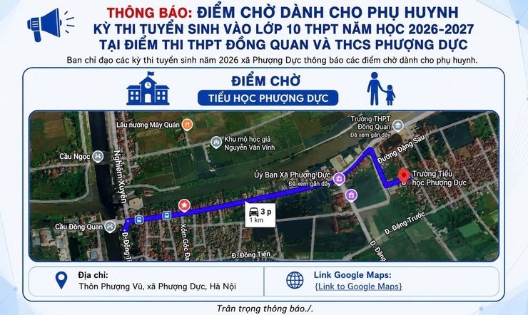 Thông báo về việc bố trí điểm chờ dành cho phụ huynh trong Kỳ thi tuyển sinh vào lớp 10 THPT năm học 2026 – 2027- Ảnh 1.