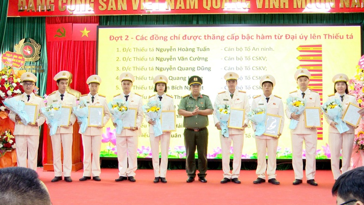 CÔNG AN XÃ THƯ LÂM TỔ CHỨC LỄ CÔNG BỐ QUYẾT ĐỊNH CỦA GIÁM ĐỐC CÔNG AN THÀNH PHỐ HÀ NỘI VỀ VIỆC THĂNG CẤP, NÂNG LƯƠNG CẤP BẬC HÀM SĨ QUAN NGHIỆP VỤ- Ảnh 10.