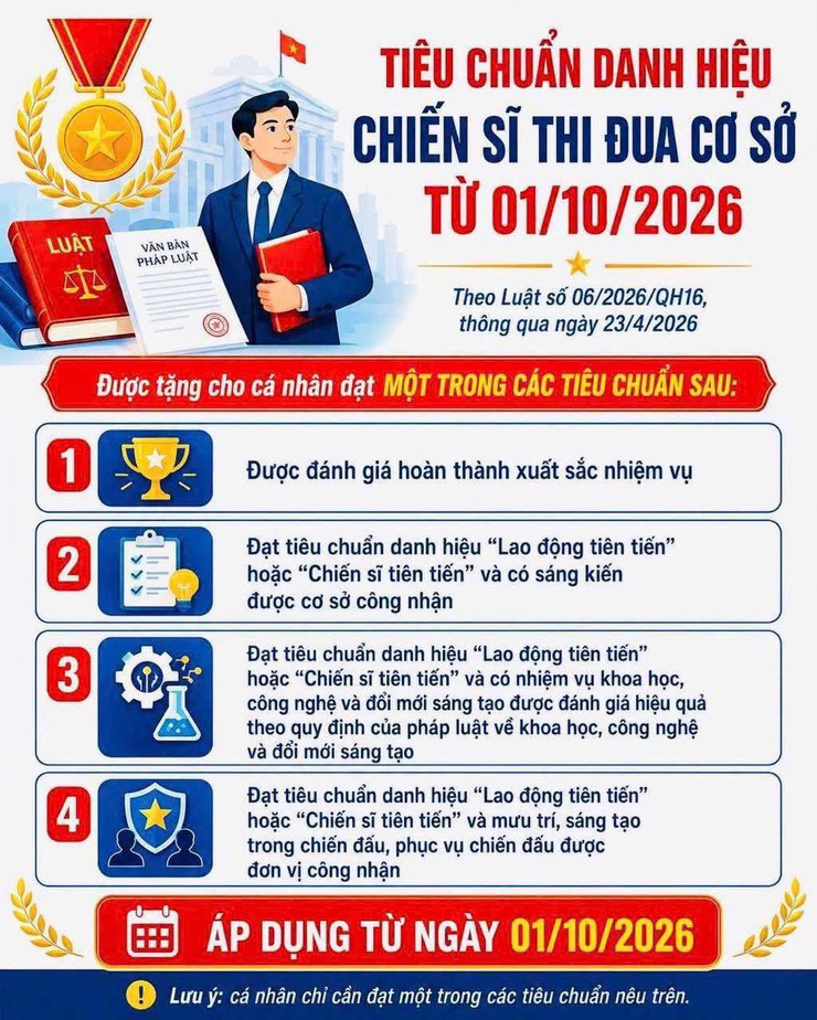 Tiêu chuẩn xét danh hiệu “Chiến sĩ thi đua cơ sở”- Ảnh 1.