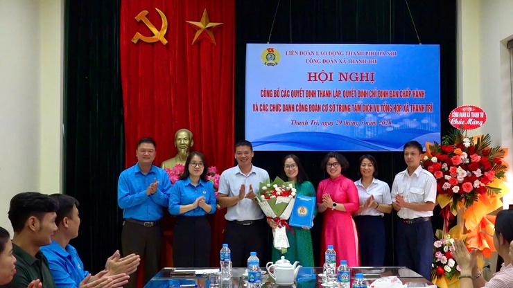 Thành lập Công đoàn cơ sở Trung tâm Dịch vụ tổng hợp xã Thanh Trì- Ảnh 5.