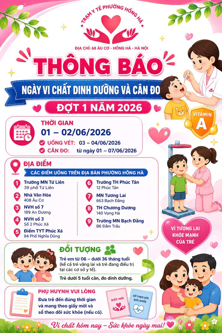 TRẠM Y TẾ PHƯỜNG HỒNG HÀ TRIỂN KHAI NGÀY VI CHẤT DINH DƯỠNG ĐỢT 1 NĂM 2026- Ảnh 1.