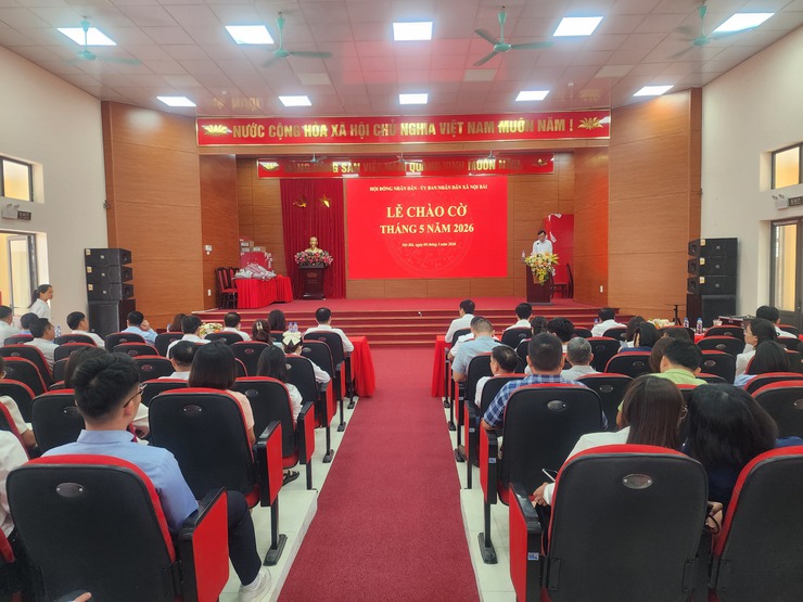 HĐND - UBND xã Nội Bài tổ chức Lễ chào cờ tháng 5/2026- Ảnh 2.