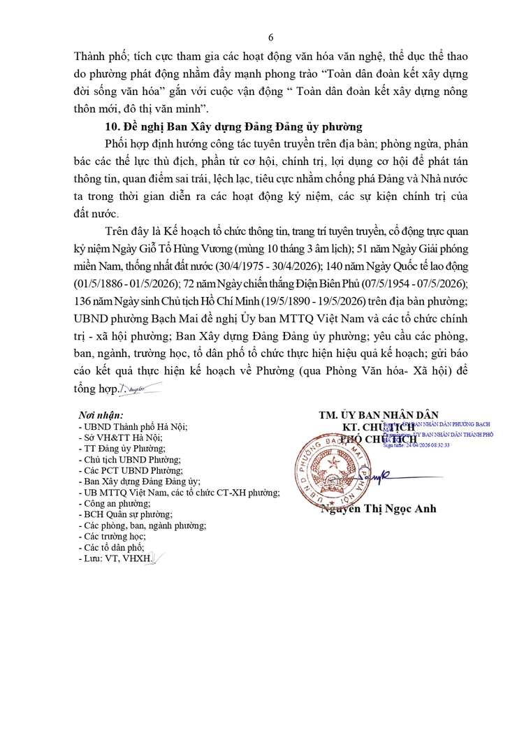 Kế hoạch số 124/KH-UBND ngày 24/04/2024 về việc trang trí tuyên truyền, cổ động trực quan các ngày lễ giỗ tổ Hùng Vương; 30/4-01/5; Chiến thăng Điện Biên Phủ; 136 năm ngày sinh Chủ tịch Hồ Chí Minh- Ảnh 6.