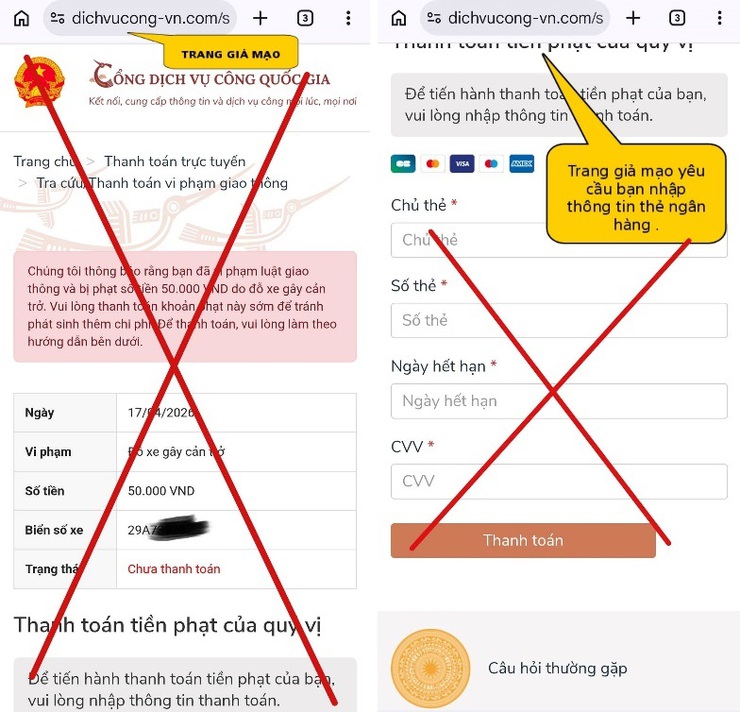 Cảnh báo chiêu trò lừa đảo "phạt nguội" qua website giả mạo dịch vụ công- Ảnh 2.