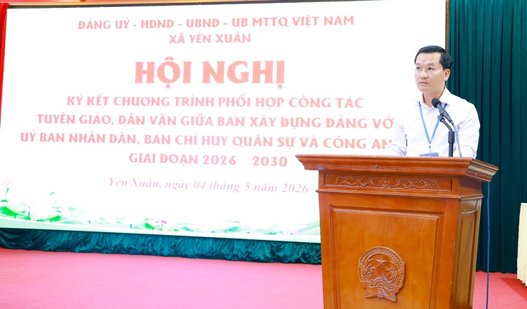 Ban Xây dựng Đảng xã Yên Xuân phối hợp với UBND xã, Công an xã và Ban Chỉ huy Quân sự xã tổ chức Hội nghị ký kết chương trình phối hợp thực hiện công tác - Ảnh 3.