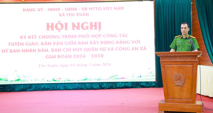 Ban Xây dựng Đảng xã Yên Xuân phối hợp với UBND xã, Công an xã và Ban Chỉ huy Quân sự xã tổ chức Hội nghị ký kết chương trình phối hợp thực hiện công tác - Ảnh 5.