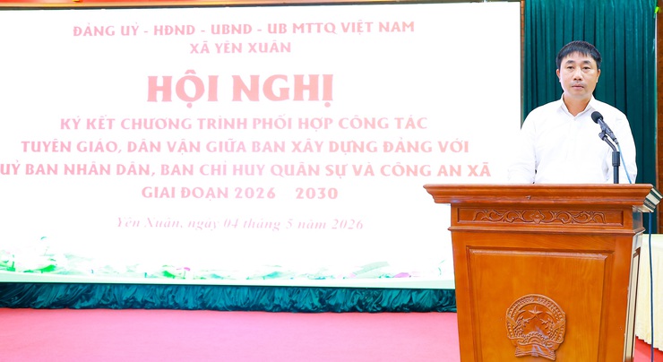 Ban Xây dựng Đảng xã Yên Xuân phối hợp với UBND xã, Công an xã và Ban Chỉ huy Quân sự xã tổ chức Hội nghị ký kết chương trình phối hợp thực hiện công tác - Ảnh 6.