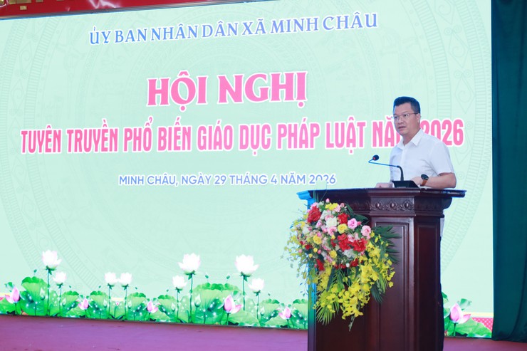 Xã Minh Châu tổ chức hội nghị tuyên truyền, phổ biến giáo dục pháp luật năm 2026.- Ảnh 1.