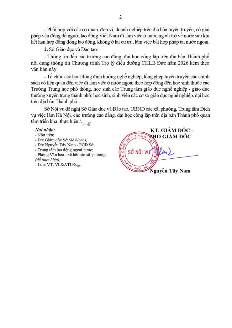 Thông báo Số 2270/SNV - VLATLĐ ngày 07/04/2026 của Sở Nội vụ về việc thông báo tuyển chọn người lao động 
tham gia Chương trình trợ lý điều dưỡng tại CHLB Đức năm 2026- Ảnh 2.