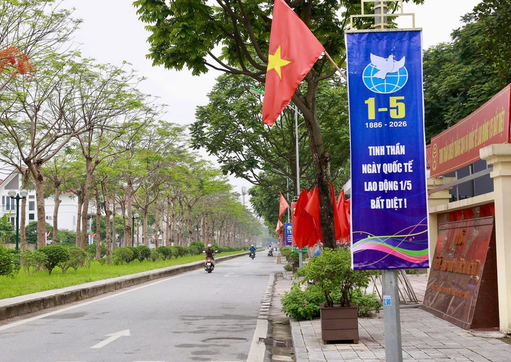 PHƯỜNG DƯƠNG NỘI RỰC RỠ CỜ HOA ĐÓN LỄ 30/4 VÀ QUỐC TẾ LAO ĐỘNG 1/5- Ảnh 2.
