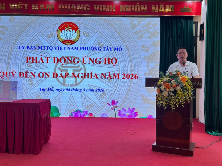 Phường Tây Mỗ tổ chức lễ chào cờ tháng 05 và phát động ủng hộ Quỹ "Đền ơn đáp nghĩa" năm 2026- Ảnh 5.