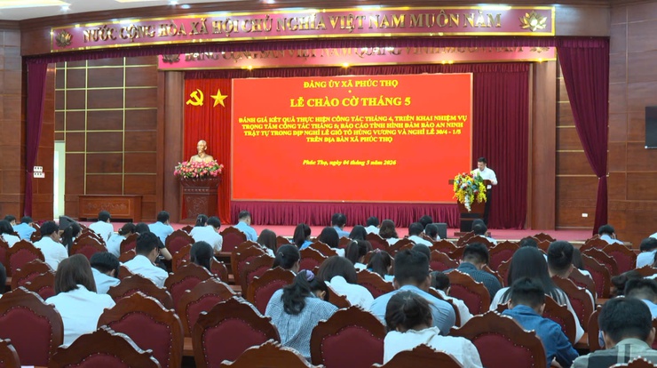 Phúc Thọ sinh hoạt dưới Cờ tháng 5 và giao ban đánh giá kết quả thực hiện nhiệm vụ tháng 4, triển khai nhiệm vụ tháng 5/2026- Ảnh 6.