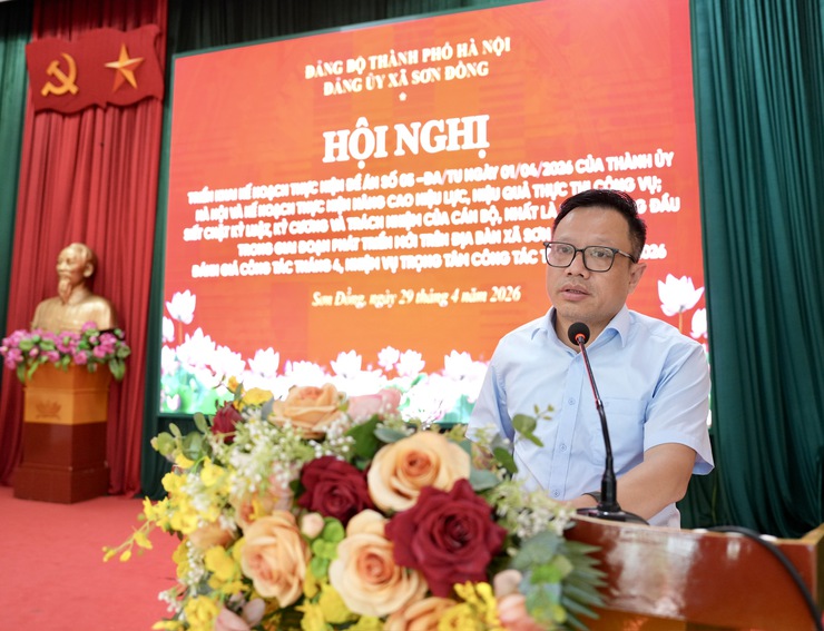 Giao ban công tác tháng 4/2026 của Đảng ủy xã Sơn Đồng- Ảnh 6.