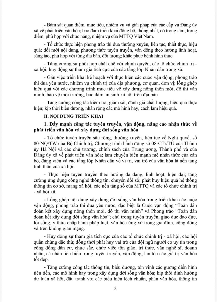 Thực hiện Chương trình hành động số 08-CTr/TU của Thành ủy về việc thực hiện Nghị quyết số 80-NQ/TW ngày 07/01/2026 của Bộ Chính trị gắn với tổ chức phong trào thi đua “Toàn dân đoàn kết xây dựng đời sống văn hóa” trên địa bàn xã Sóc Sơn.- Ảnh 2.