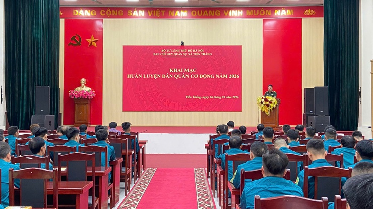 Xã Tiến Thắng Khai mạc huấn luyện lực lượng dân quân cơ động năm 2026- Ảnh 1.