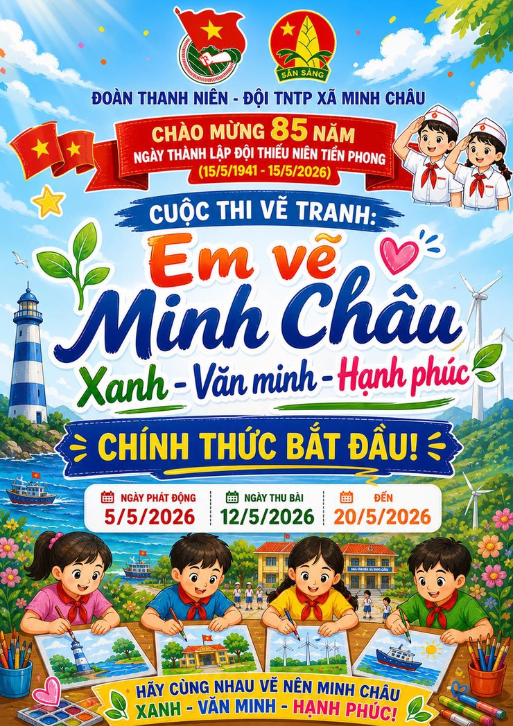 Phát động cuộc thi vẽ tranh "Em vẽ Minh Châu Xanh – Văn minh – Hạnh phúc" năm 2026.- Ảnh 1.