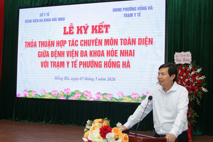 Bệnh viện đa khoa Hòe Nhai ký kết hỗ trợ chuyên môn toàn diện với Trạm Y tế phường Hồng Hà- Ảnh 2.