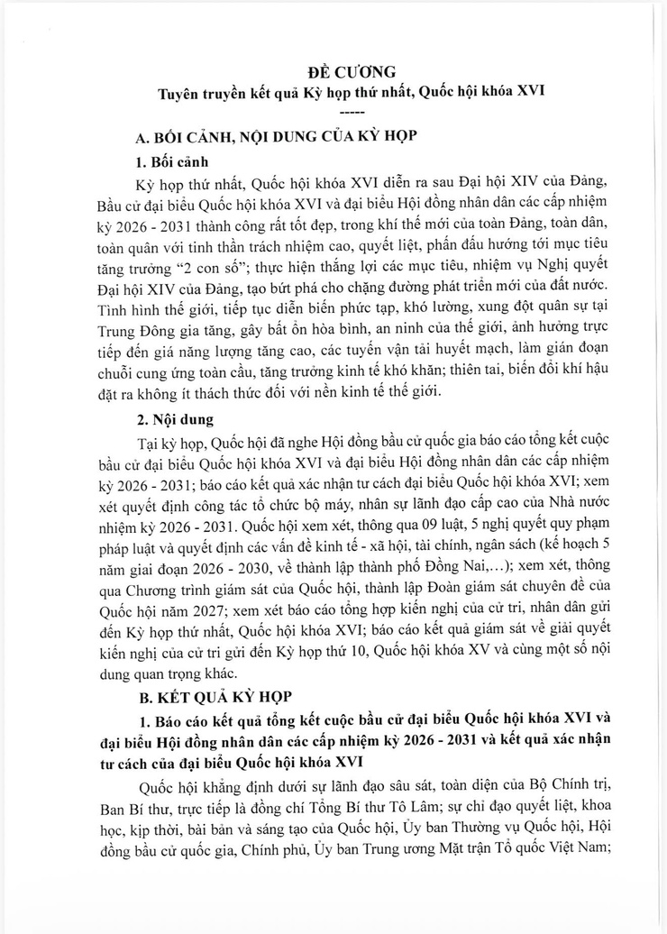 Tuyên truyền kết quả  Kỳ họp thứ nhất, Quốc hội khóa XVI
- Ảnh 1.
