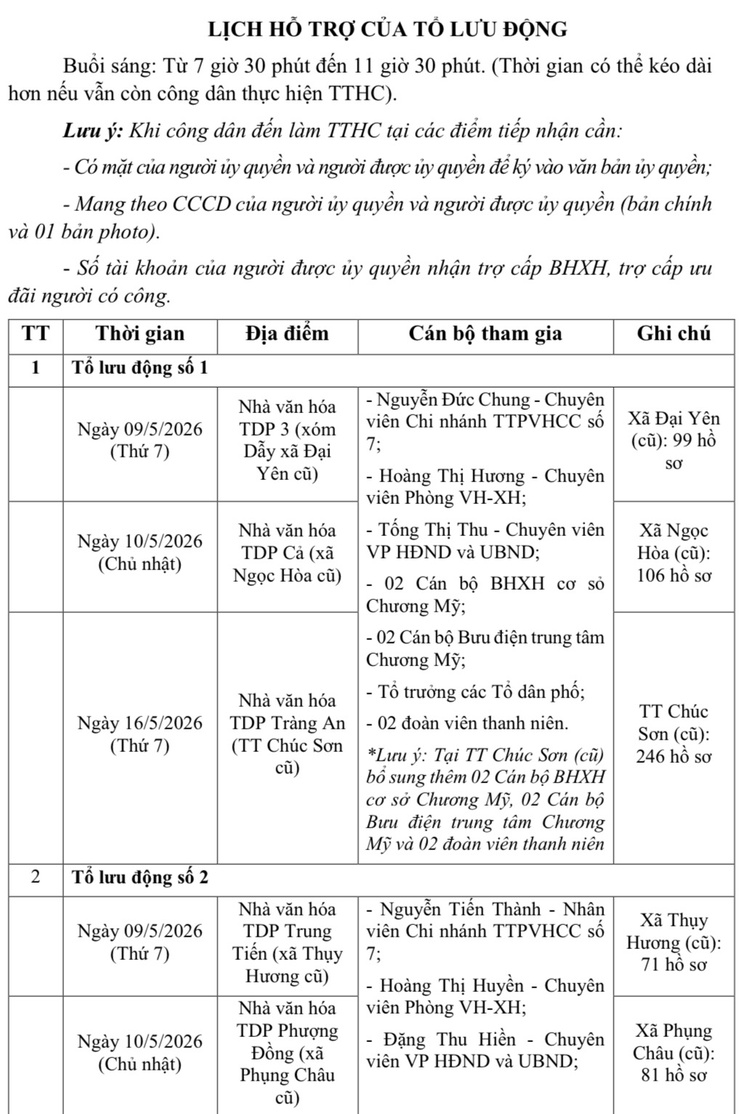 Lịch hỗ trợ chứng thực chữ ký ủy quyền nhận trợ cấp ưu đãi, lương hưu và trợ cấp BHXH hàng tháng- Ảnh 1.