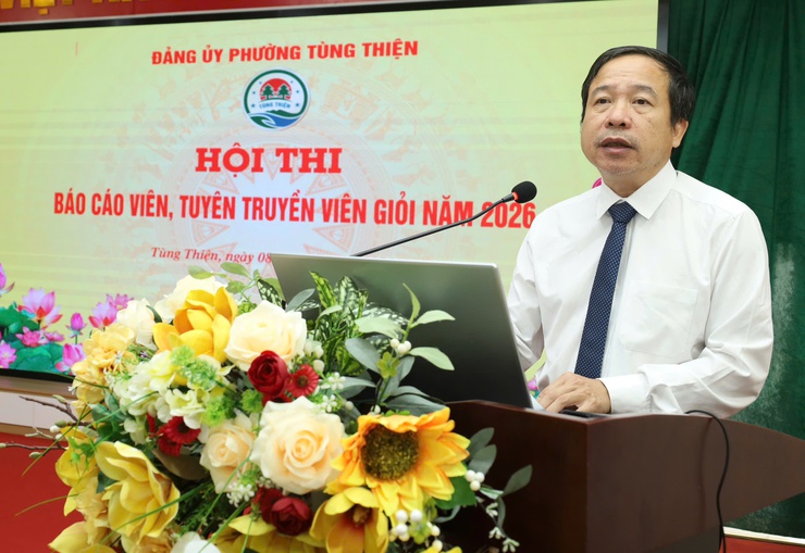 Sôi nổi Hội thi Báo cáo viên, tuyên truyền viên giỏi phường Tùng Thiện năm 2026- Ảnh 4.