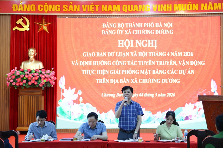 Xã Chương Dương giao ban dư luận xã hội, định hướng công tác tuyên truyền, giải phóng mặt bằng- Ảnh 1.