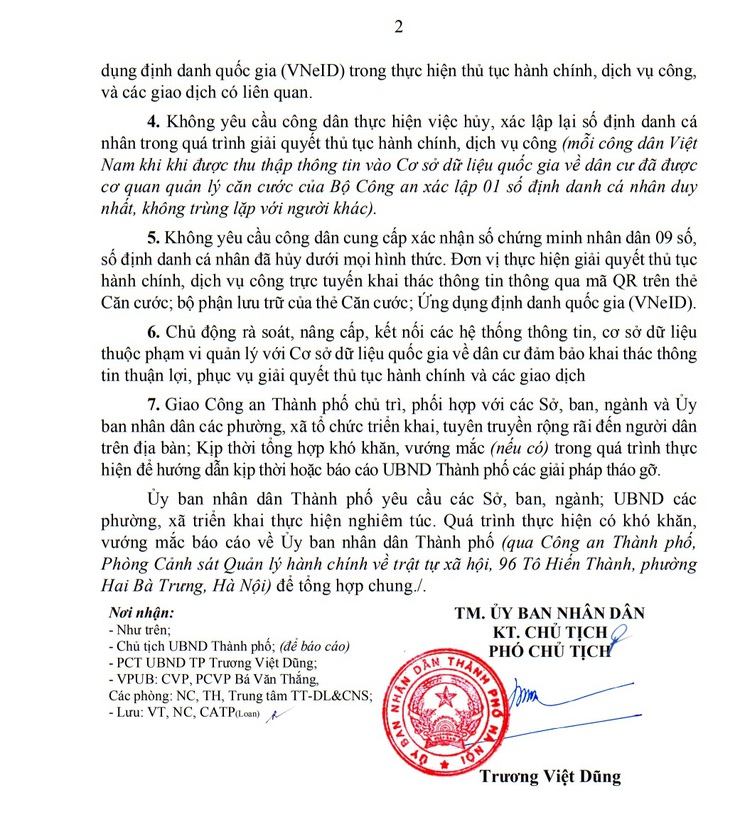 Hà Nội không yêu cầu công dân phải cung cấp xác nhận số chứng minh nhân dân 9 số, số định danh đã hủy- Ảnh 2.