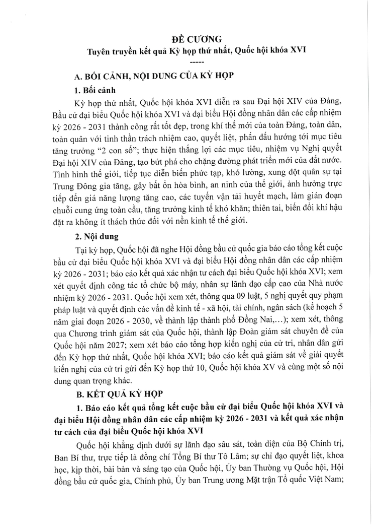 KẾT QUẢ KỲ HỌP THỨ NHẤT, QUỐC HỘI KHÓA XVI- Ảnh 1.
