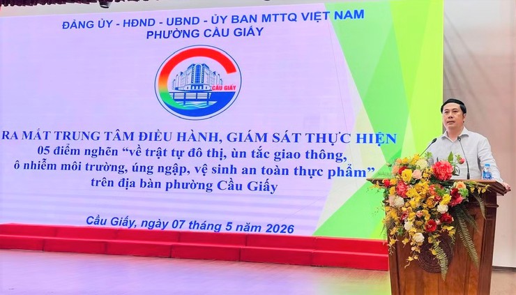 PHƯỜNG CẦU GIẤY: RA MẮT TRUNG TÂM ĐIỀU HÀNH, GIÁM SÁT THỰC HIỆN “5 ĐIỂM NGHẼN” - Ảnh 1.