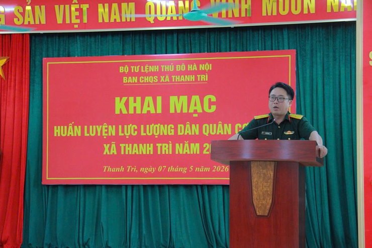 Thanh Trì khai mạc huấn luyện lực lượng dân quân cơ động năm 2026- Ảnh 4.