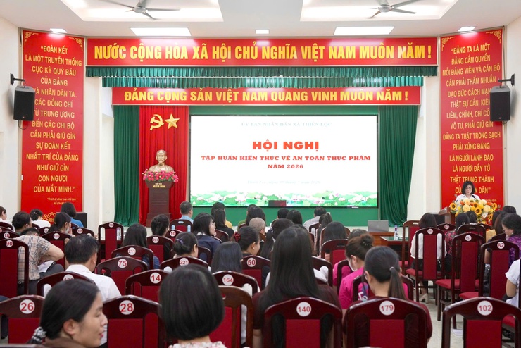 UBND xã Thiên Lộc tổ chức hội nghị tập huấn kiến thức về an toàn thực phẩm năm 2026.- Ảnh 1.