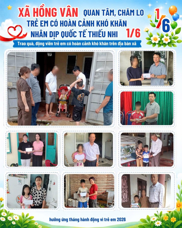 Xã Hồng Vân quan tâm, chăm lo trẻ em có hoàn cảnh khó khăn nhân dịp Quốc tế Thiếu nhi 1/6- Ảnh 1.